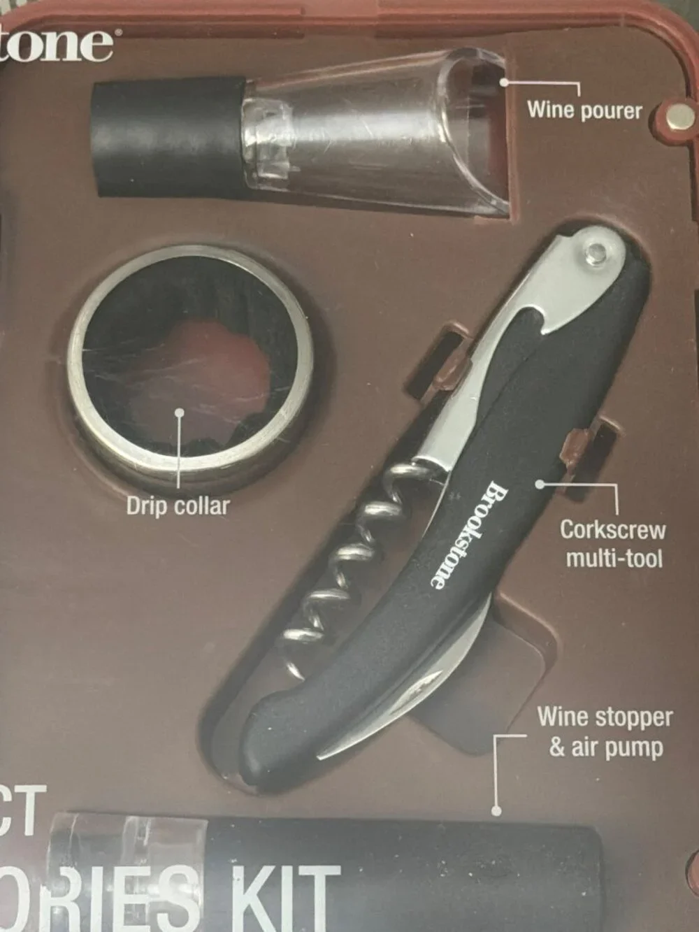 Brookstone Compact Wine Accessories Kit New